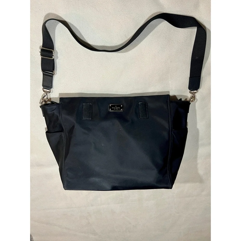 Kate Spade New York Black Nylon Diaper Bag Messenger Shoulder Bag